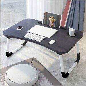 Smart Multi-Purpose Laptop Table Stand/Study Table/Bed Table/Foldable and Portable/Ergonomic & Rounded Edges/Non-Slip Legs/Engineered Wood/Color