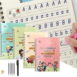 4 PCS Sank Magic Practice Copybook English for Kids Reusable Magical Copybook Kids