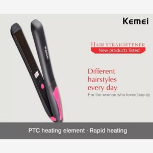 Kemei Black/Pink Flat Iron Professional Hair Straightener - Km-328