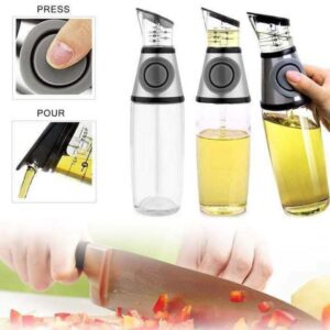 Oil Dispenser, Oil Vinegar Dispenser Bottle 500Ml Glass Press & Measure