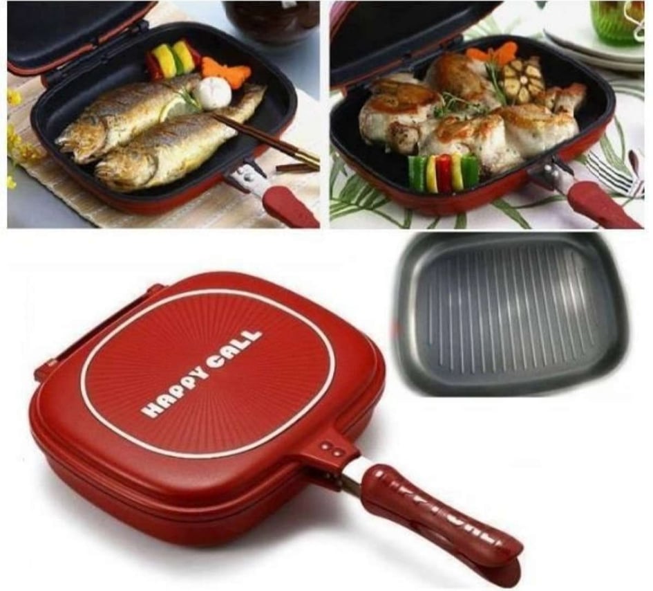 Happy Call Non Stick Double Sided Fry/Grill Pan - Red