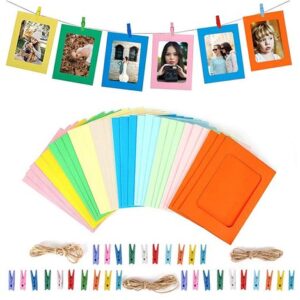 Colorful 10Pcs Paper Photo Frame Wall Hanging Picture Album Rope Clip Diy Home Decor