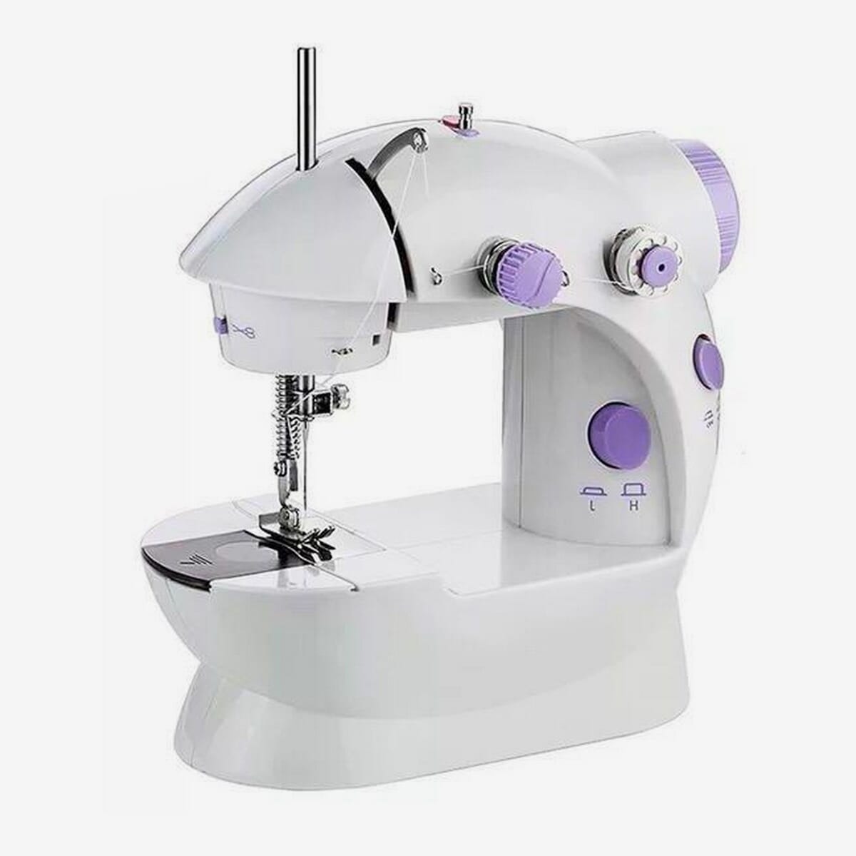 Portable Sewing Machine With Light And Cutter- White/Purple
